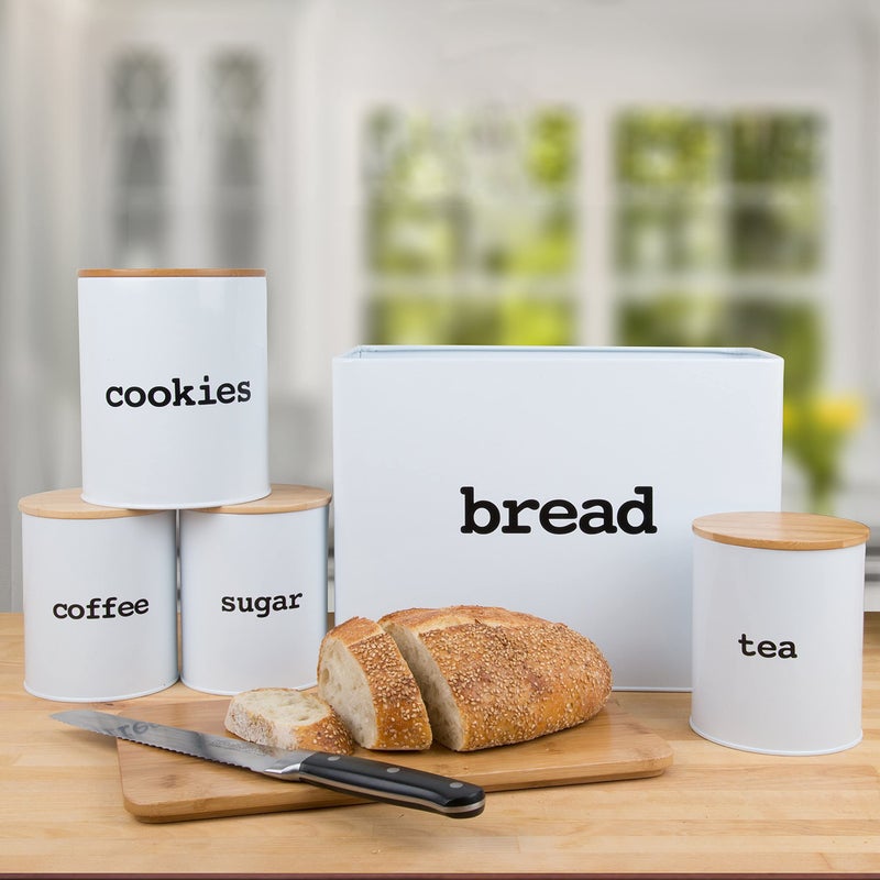 Good Cooking 10 Piece Airtight Kitchen Canister Set with Lids - Bamboo Cutting & Charcuterie Board Lid - Store Tea, Coffee, Sugar, Cookies, Snacks, Bread - Coffee Bar Cart - Gift for Bakers & Kitchen Organization - Image 2